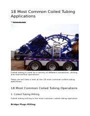 Most Common Coiled Tubing Applications Docx Most Common Coiled