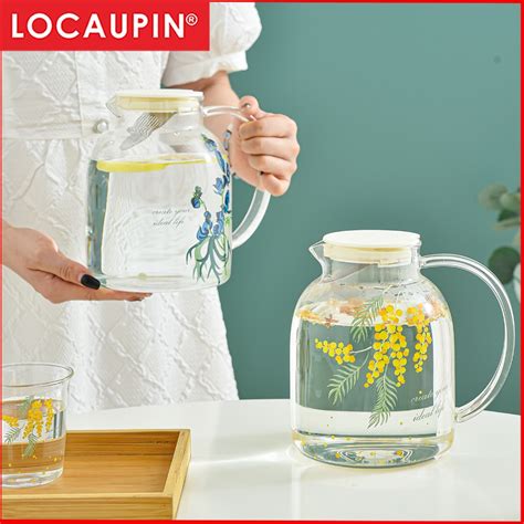 Locaupin Ml Borosilicate Glass Bottle Pitcher Glass With Filter