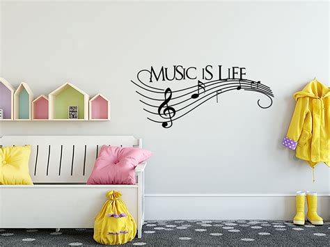 Wall Quote Music Is Life Music Sticker Decal Decor Etsy