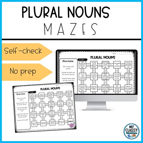 Regular And Irregular Plural Nouns Self Checking Mazes Made By Teachers