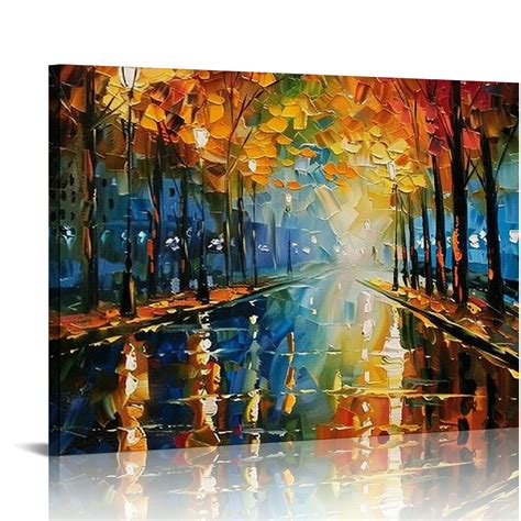 Nawypu Colorful Landscape Wall Art Canvas Paintings Abstract Texture