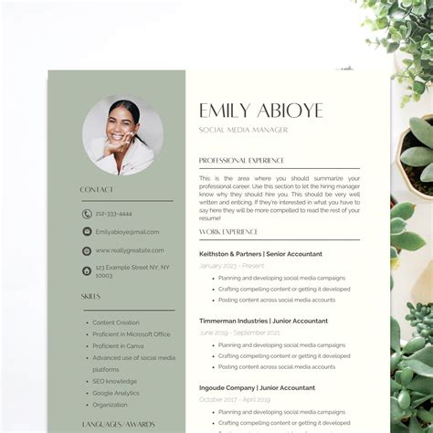 Sage Green Resume Template CV Template Sage Green Cover Letter Canva