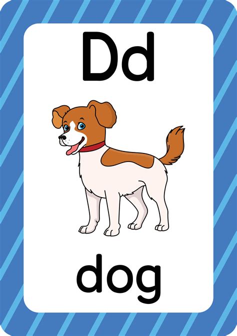 Dog Vector Isolated On White Background Letter D Flashcard Dog Cartoon