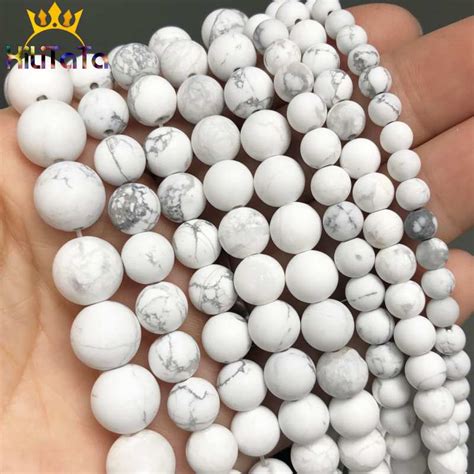 Dull Polish Matte White Turquoises Stone Beads Natural Round Loose