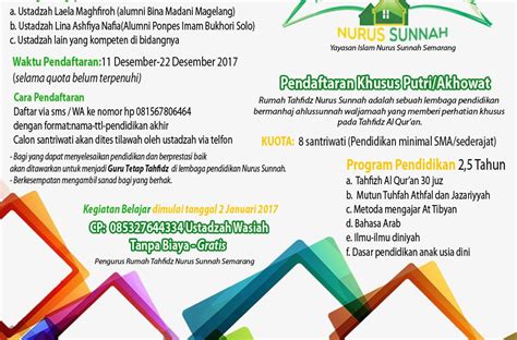 Rumah Tahfidz Des 2017 Copy Yayasan Islam Nurus Sunnah Semarang