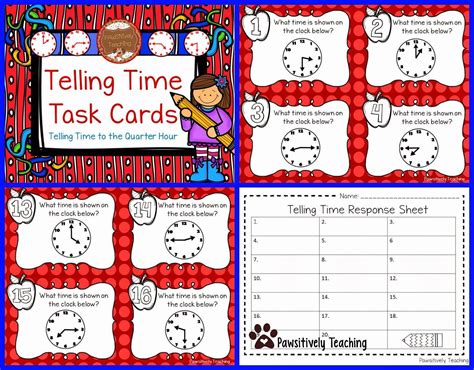 Telling Time Task Card Freebie Pawsitively Teaching Artofit