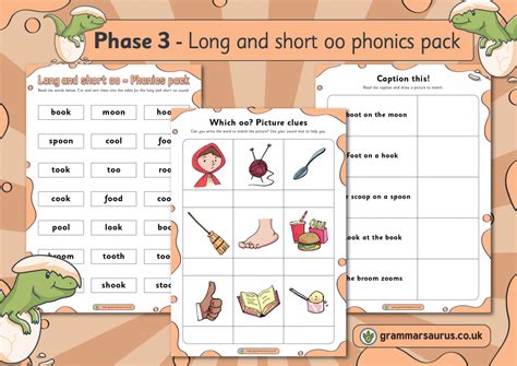 Phonics Phase 3 Long And Short Oo Phonics Pack Grammarsaurus