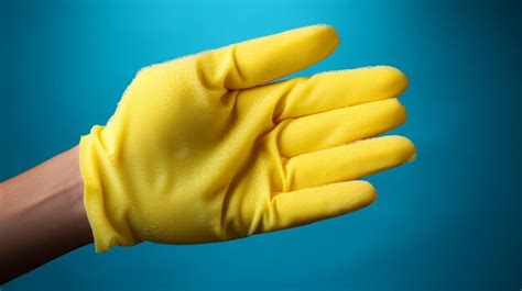 Premium AI Image Clean Hands Yellow Rubber Glove Holding Cleaning Sponge