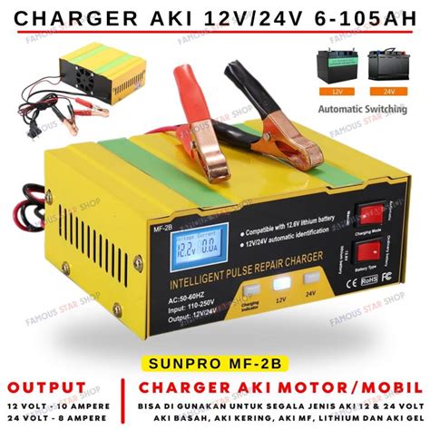 Sunpro Mf B Charger Aki Motor Dan Mobil Otomatis Accu Kering Dan Basah