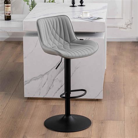 YOUTASTE Modern Grey Bar Stool Set Of 1 Adjustable Barstool Luxury