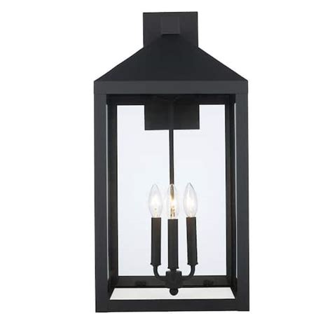 Bel Air Lighting Storm 25 8 In 3 Light Black Outdoor Wall Light Fixture With Clear Glass 51533