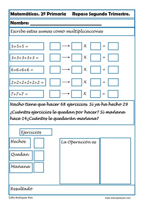 Ejercicios De Matemáticas Para Segundo De Primaria