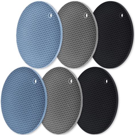 SUSWIM 6pcs Silicone Trivet Mats Heat Resistant Pot Holders Multipurpose Non Slip Hot Pads