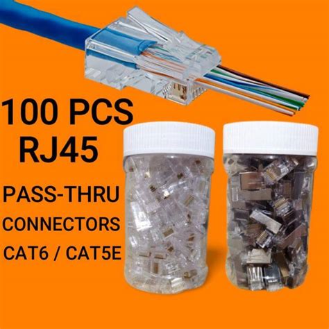 Pcs Ez Rj Passthrough Connector For Cat Cat E Ethernet Cable