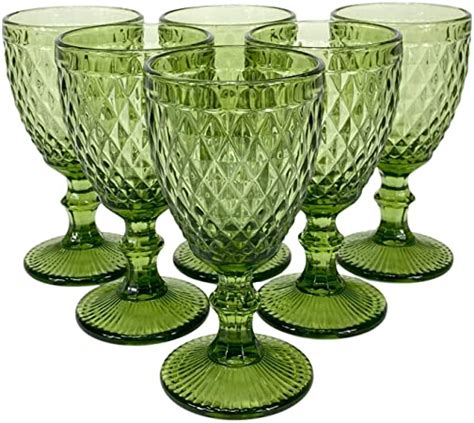 SET 6 COPAS VIDRIO DE COLOR VERDE 310CC Mi Deco Home