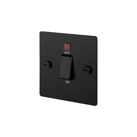 45a 1 Gang Cooker Switch Double Pole Neon Matt Black Plate