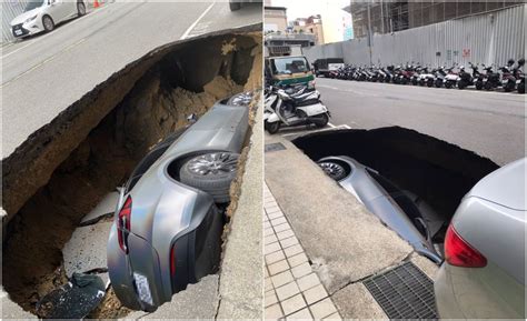 才剛交車！特斯拉停竹北「慘遭天坑吞噬」 車主震驚：人沒事就好