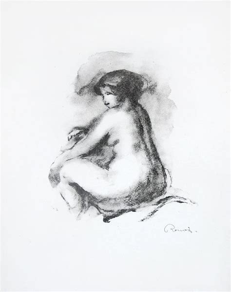 Study Of Seated Female Nude Drawing By Pierre Auguste Renoir Fine Art