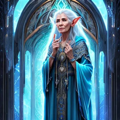 Elderly Female Grey Haired Elven Wizard Elaborate B Openart