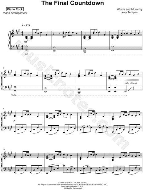 Final Countdown Sheet Music Cello