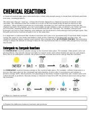 Chemical Reactions And Enzymes Worksheets Docx Chemical Reactions A