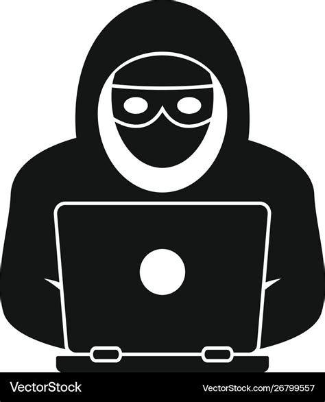 Laptop Hacker Icon Simple Style Royalty Free Vector Image