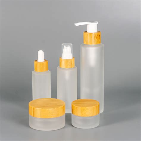 100ml Frosted Glass Lotion Bottle With Bamboo Dispenser R Gb01 Lp01 Ruispack