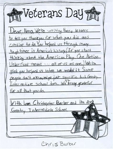 Student Letters Thank Local Veterans