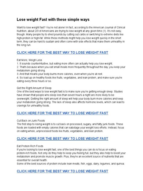 Easy Ways Lose Weight Pdf Weight Loss Dieting