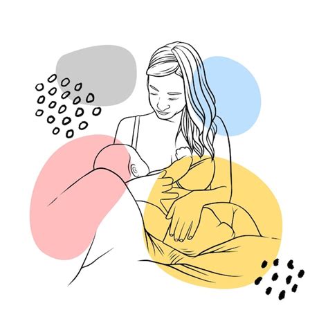 Premium Vector Breastfeeding Mother In Line Art Style