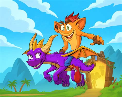 Crash And Spyro Fanart By Isamirandaart On Deviantart