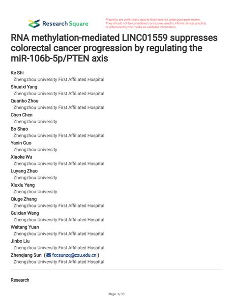 Pdf Rna Methylation Mediated Linc Suppresses Colorectal Cancer