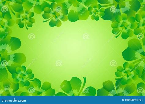 Green Four Leaf Clover Shamrock Border Frame Background Stock