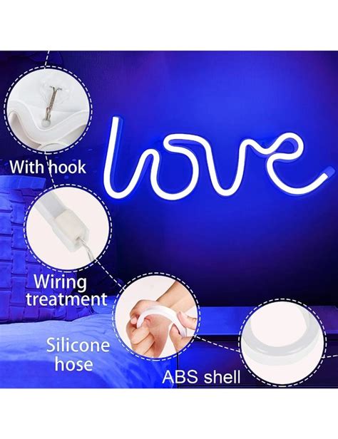 Love Neon Signs Led Light Wall Decor Battery Usb Powered Blue Wedding Bedroom Party Mother S