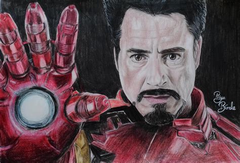 Iron Man Color Pencil sketch on drawing sheet : r/Pencildrawing