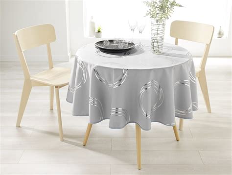 Nappe ronde anti tâche Grise chic et moderne Nappe de table Linge