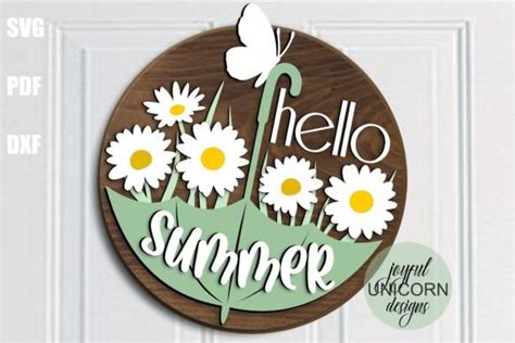 Hello Spring Round Sign Svg File Graphic By Joyfulunicorn Creative