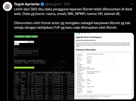 Teguh Aprianto Bongkar Di X 380 Ribu Data Pelanggan Biznet Diunggah Di