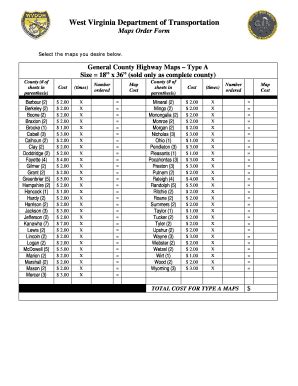 Fillable Online Transportation Wv Wv Fillable County Map Form Fax Email