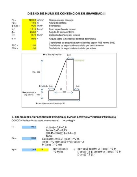 Dise De Muro De Contenci N En Gravedad Ii