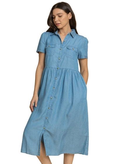 Roman Light Blue Denim Buttoned Midi Shirt Dress Reviews Matalan