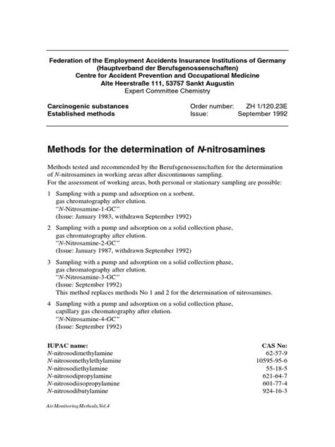 Methods For The Determination of N-Nitrosamines | PDF | Gas ...