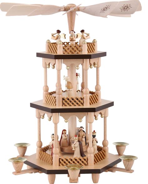 3 Tier Pyramid Nativity Scene Natural Wood 38 Cm 15in By Richard