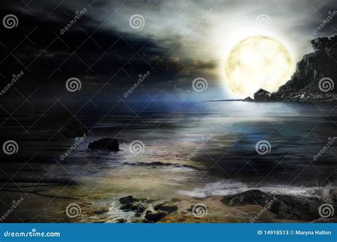 Night at sea background stock illustration. Illustration of water ...