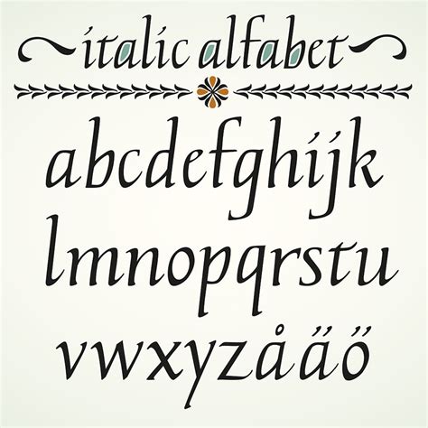 Calligraphic Vector Alphabet Italic Handwriting Letters Digital ...