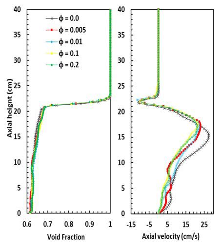 Axial Profiles Of The Time Averaged Void Fraction And Axial Particle