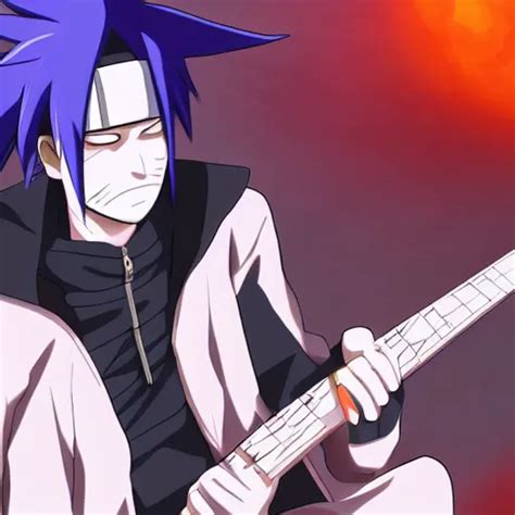 Madara Uchiha Playing Guitar While Obito Uchiha Sings Into A Microphone