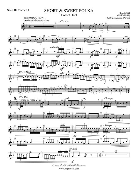 Eighth Note Publications - Short and Sweet - Cornet Duet