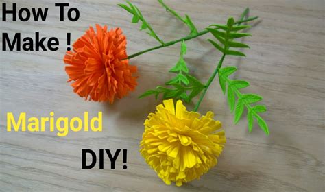 Marigold flowers Diy home | Make easy beautiful marigold flowers bouquet craft | Flower crafts ...