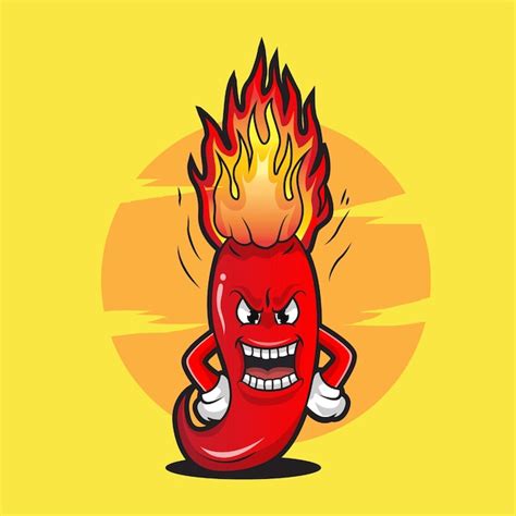 Premium Vector Hot Haired Spicy Chili Cartoon
